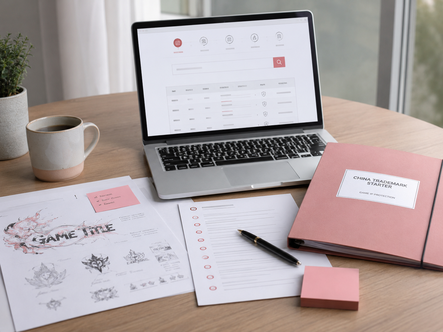 China trademark starter file with game title and logo planning materials